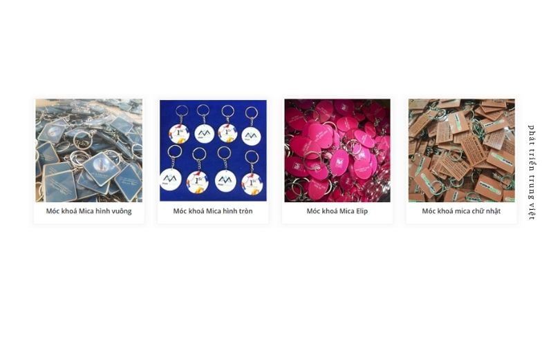 Một số loại móc khóa mica ở Mica Sơn Nam 